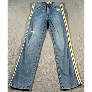 Pistola Monroe Jeans‎ Women 26x25 Side-Stripe Cropped Cigarette Light Wash